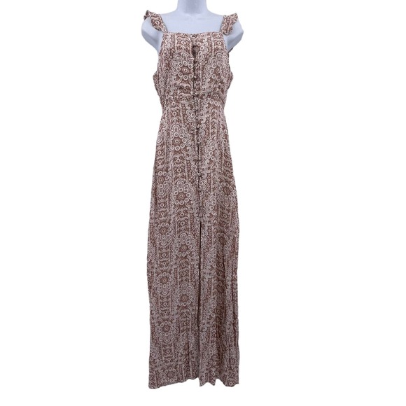 Tan Patterned Maxi Dress Honey Belle Sz S Sleeveless Sumer Hi Lo Style NWT NEW - Picture 1 of 12